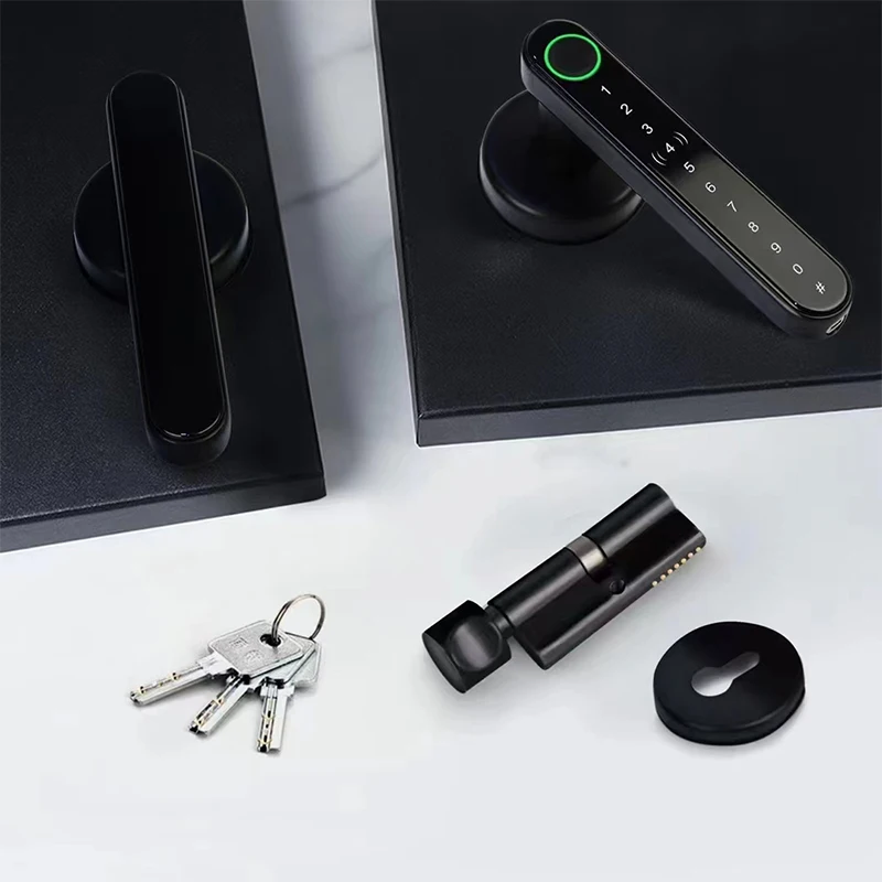 One Touch to Unlock Black Color Fingerprint Password Recognition Quickly Handle Smart Electr Digital Code Apartment Door Lock