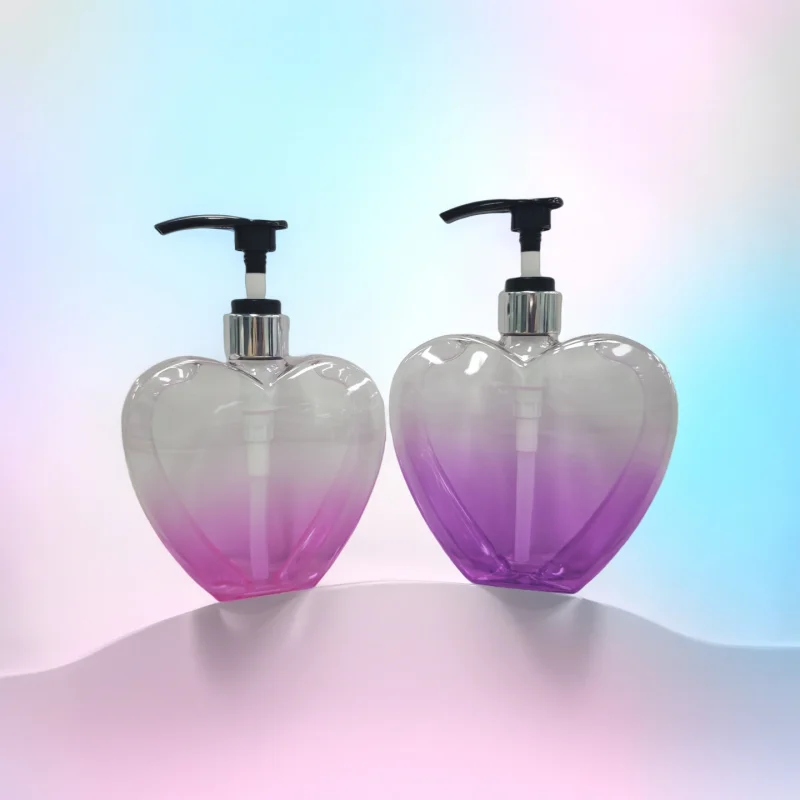 Luxury 50ml 200ml 380ml 500ml Petg Shampoo Shower Gel Cosmetic Packaging Plastic Heart Shaped Bottle
