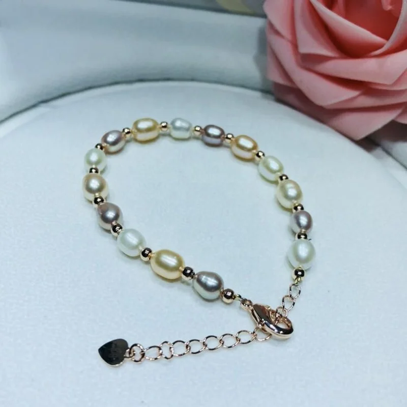 Genuine Personality Mix Color Natural Freshwater Pearl Bracelet