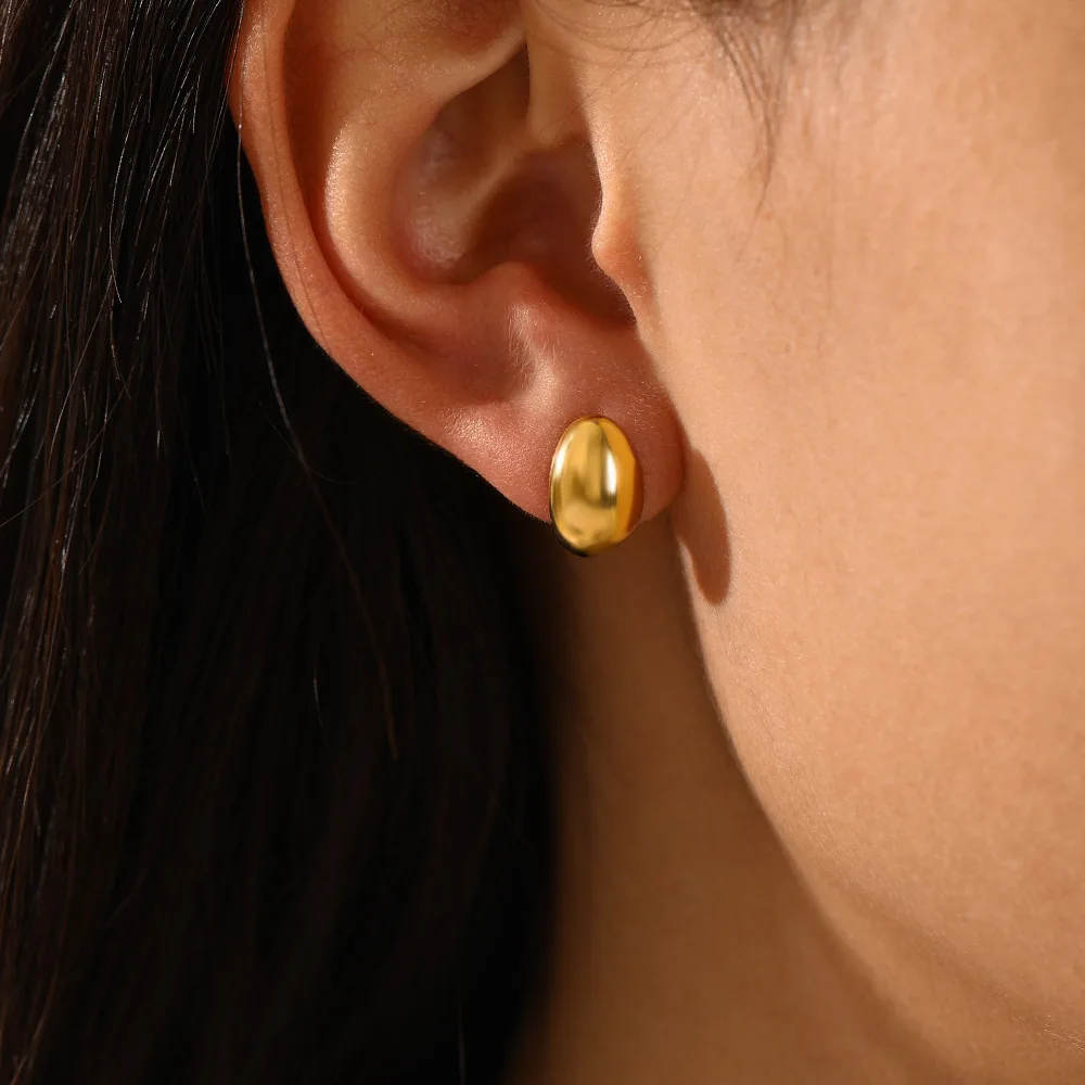 Trendy Chunky Open C Shape Hoop Earrings Women Fashion No Fade Gold Plating 304 Stainless Steel Hoop Earrings Jewelry