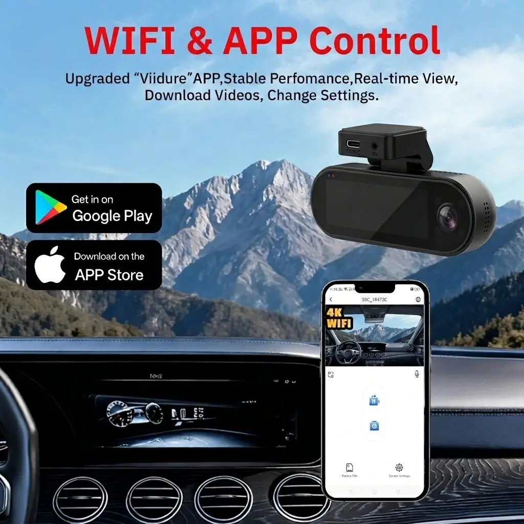 VIEVGUARB VS1125 Dash Cam Night Vision Loop Recording Parking Monitor 4K WiFi Wide Angle Front and Rear Cabin