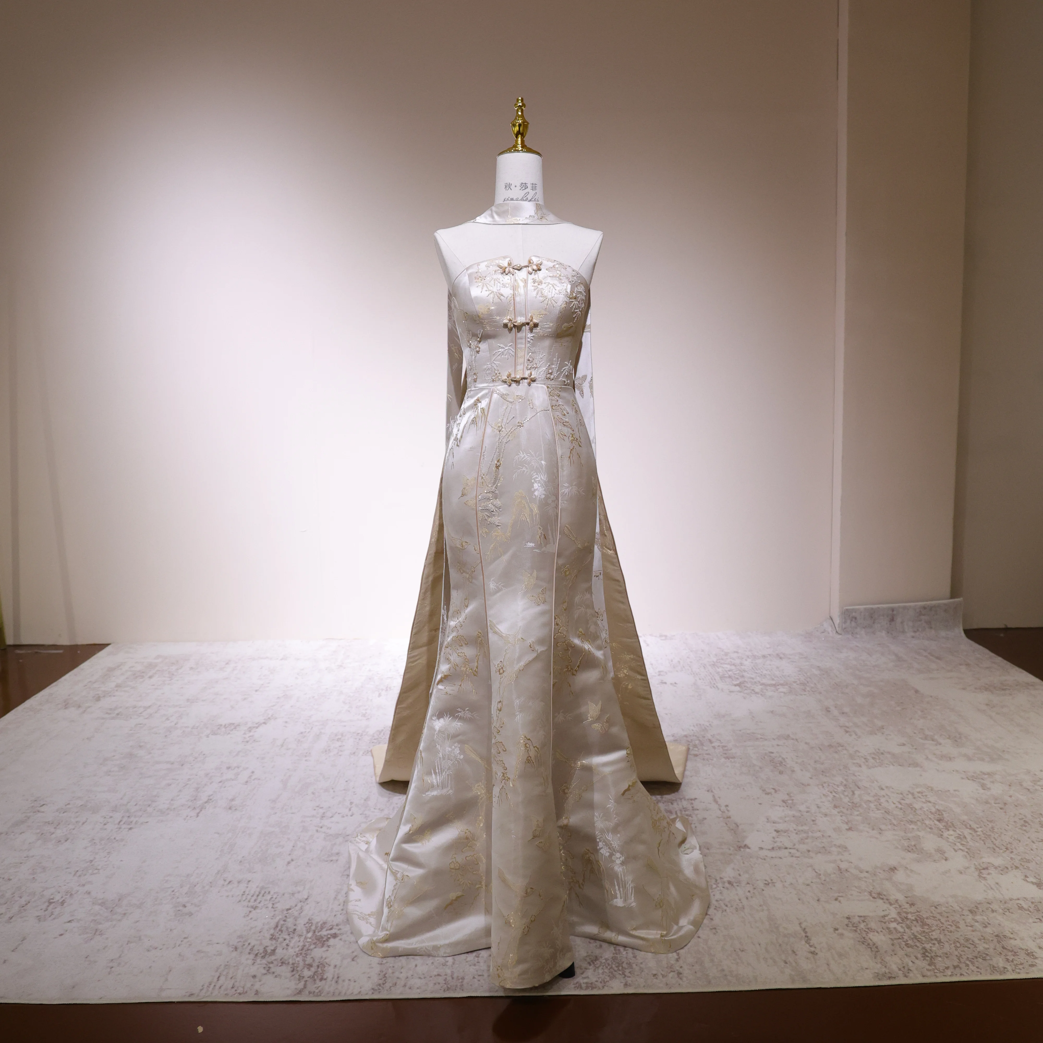 qipao wedding dress Ethereal Blossom Mini Bridal Qipao w Removable Skirt  Qipology