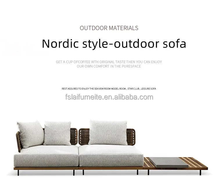 Outdoor Lounge Furniture Fabric Rattan Patio Sofa Set Garden Outdoor