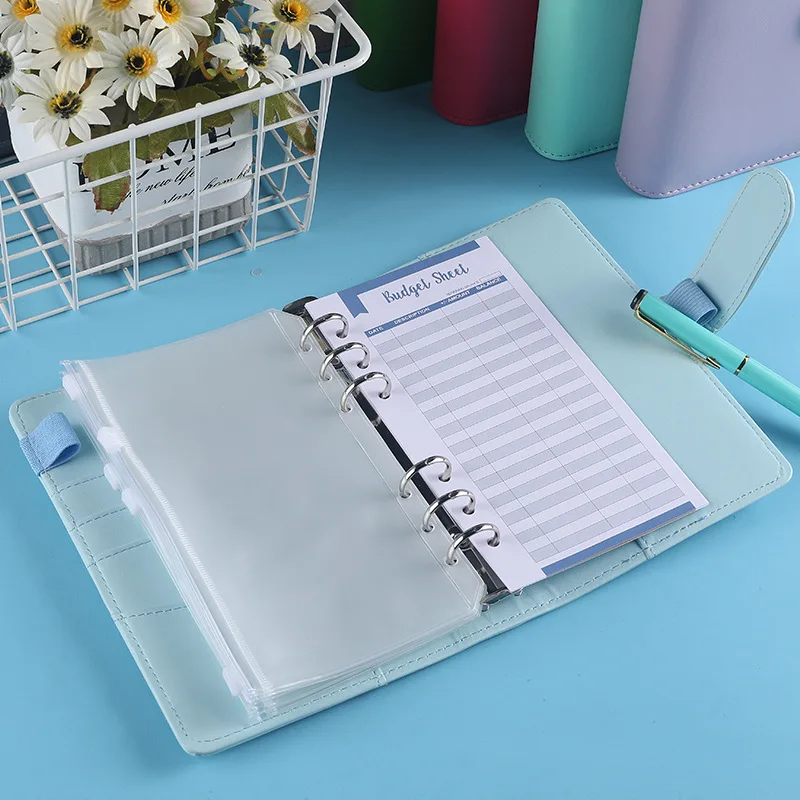 Designer Budget Planner Binder with Zipper Envelopes Budget System Binder Notebook Faux Leather Luxury Promotion Hardcover A6 PU