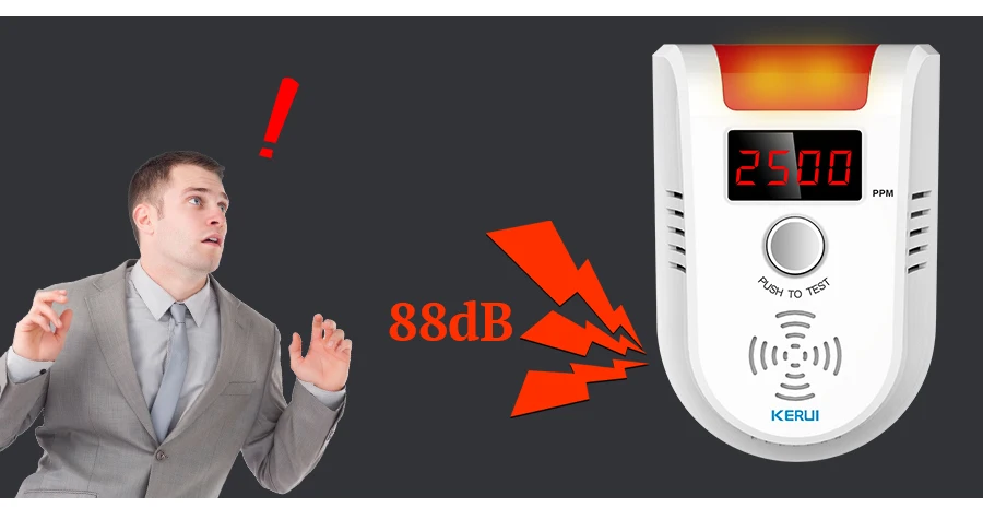 LCD display wireless Gas Alarm Sensor With temperature function Combustible Gas Leak Detector