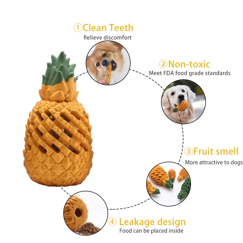 Pineapple Shape Rubber Indestructible Dog Toys Dog Chew Toys For