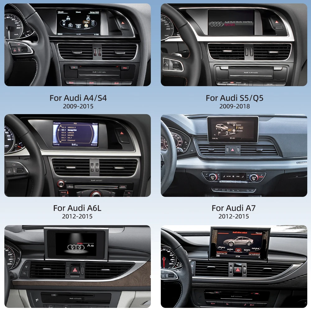 Car Retrofit Front and Rear Camera Interface Android Auto System for Audi A4 B8 AMI MMI for Apple CarPlay