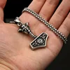 Steel pendant with pearl chain [60cm]