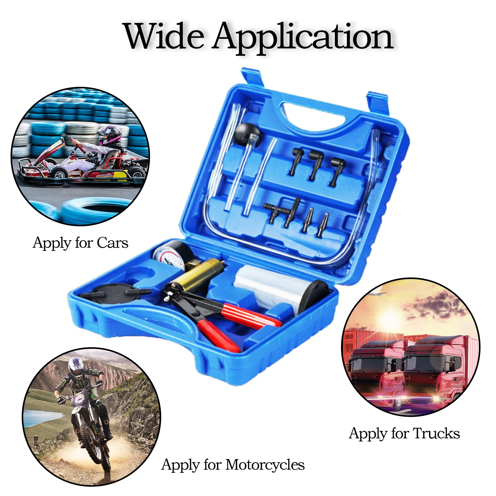 2 In 1 Brake Bleeder Kit Red Box With Hand Held Vacuum Pump Tester