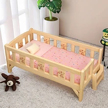 Multiple Sizes Available Children's Bed High Quality Finnish Pine Kids' Crib Non-Toxic Wooden Next to Crib with Ladder and Fence