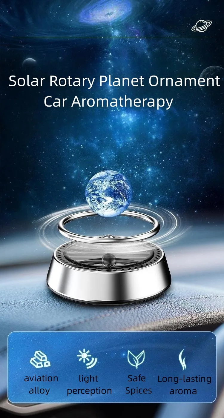 Solar Rotary Planet Ornament Car Aromatherapy perfume diffuser Car interior decoration fragrance freshener