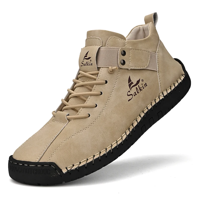 New Arrival Large Size OEM Accept Custom LOGO Hand Made Microfiber Leather Anti Slip Middle Top Martin Men Casual Boots