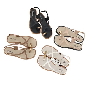2026 Custom One-Strap Roman Open Toe Sandals for Women Summer Outdoor Wear with Internet Celebrity Inspired Trend Flat New Style