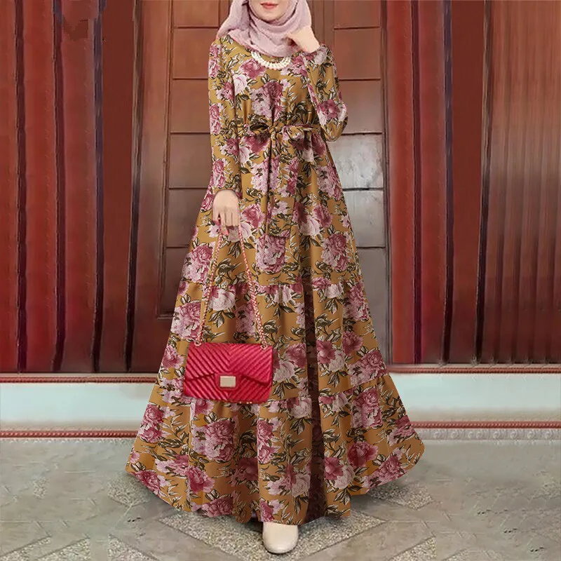 New Design Islamic Clothing Flower Abaya Dubai Ladies Party Women ...