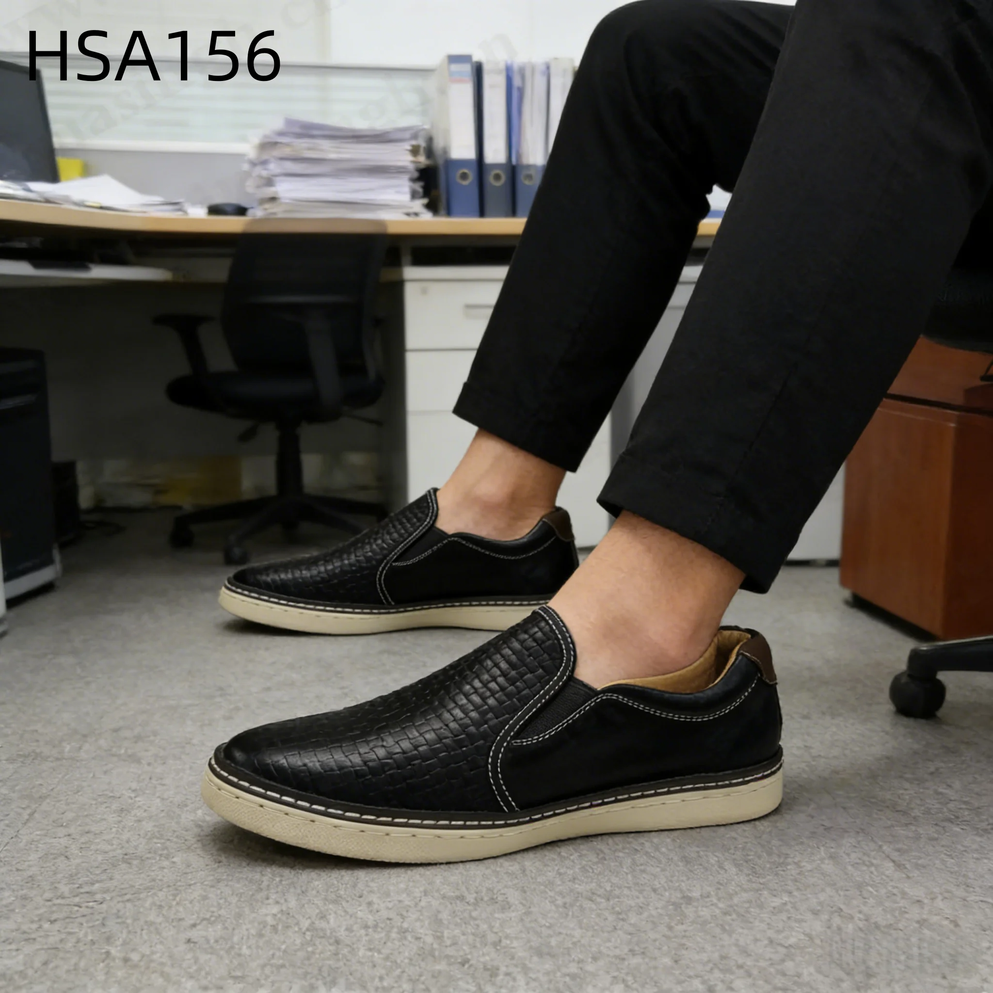 HY, Feest- en bruiloftschoenen van zwart leer voor heren – geschikt voor feesten, bruiloften en kantoorgebruik – snel aan- en uittrekbaar – Oxford-schoenen voor heren – model HSA156