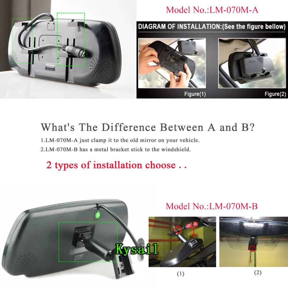 7 Tft Lcd Color Hd Mirror Monitor Car Reverse Rear View Backup Camera ...