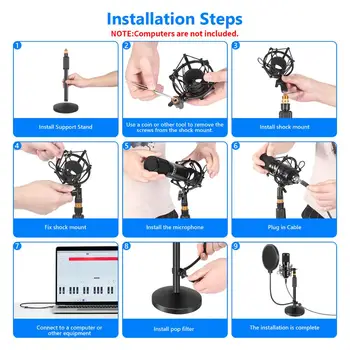 Neewer USB Microphone Kit-Plug&Play Cardioid PC Condenser Mic,Pop Filter, Shock Mount for Computer, YouTube/Gaming Recording detail image