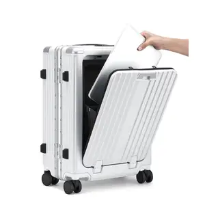 Multifunctional Travel Lightweight USB Luggage Aluminum Magnesium Alloy OEM &ODM Travel Suitcase Travel Luggage Trolley Suitcase