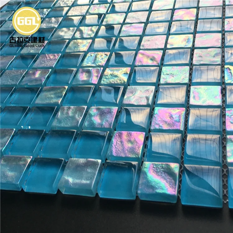 Blue Crystal Swimming Pool Tile Decorative Glass Mosaic Tile for Bathroom Shower factory