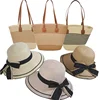 Conjunto de bolso y sombrero de paja.