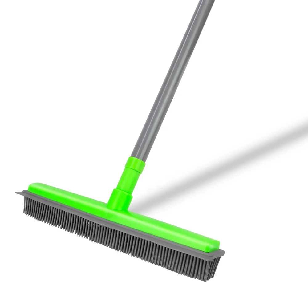 Adjustable Handle Carpet Rubber Broom With Squeegee Rubber Squeegee Head Broom