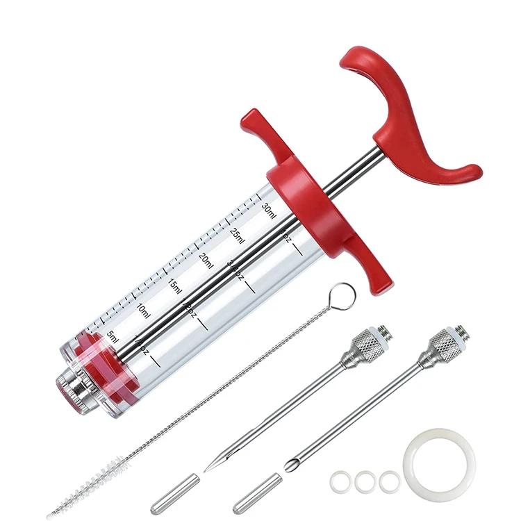 Meat Injector Syringe - 3 Marinade Injector Needles for BBQ Grill, Premium  Portable Turkey Injector kit for Smoker,Marinades Injector for Meats With