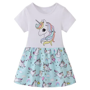 European and American Style Summer Girls Dresses Carton Cute 100% Cotton Kids Princess Dresses