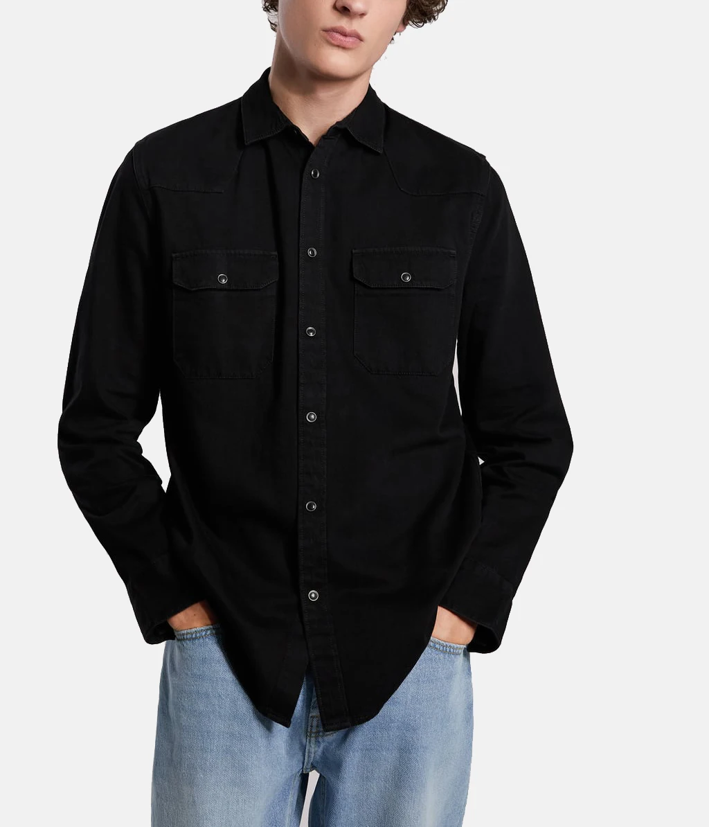 camisa vaquera negra hombre