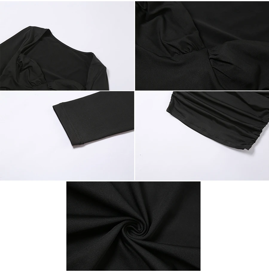 Kliou K21d04928 Solid Deep-v Long Sleeve Cleavage Mini Dress Elegant ...