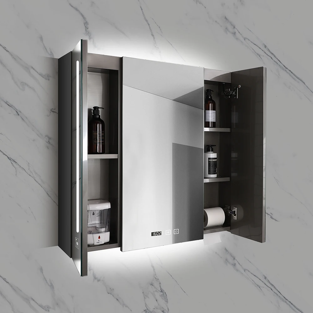 3 двери со светодиодной подсветкой медицинский шкаф ванной комнаты с Предотвращение