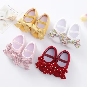 Wholesale Manufacturer 0-10 Months Toddler Shoes Baby Girl Elastic Band Baby Girl Bow Princess Shoe Newborn Baby Shoes