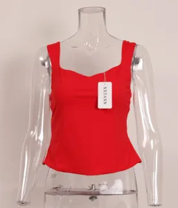 Hot Sales XXTAXN Halter Tops V-neck Wide Shoulder Strap Fashionable Casual Top