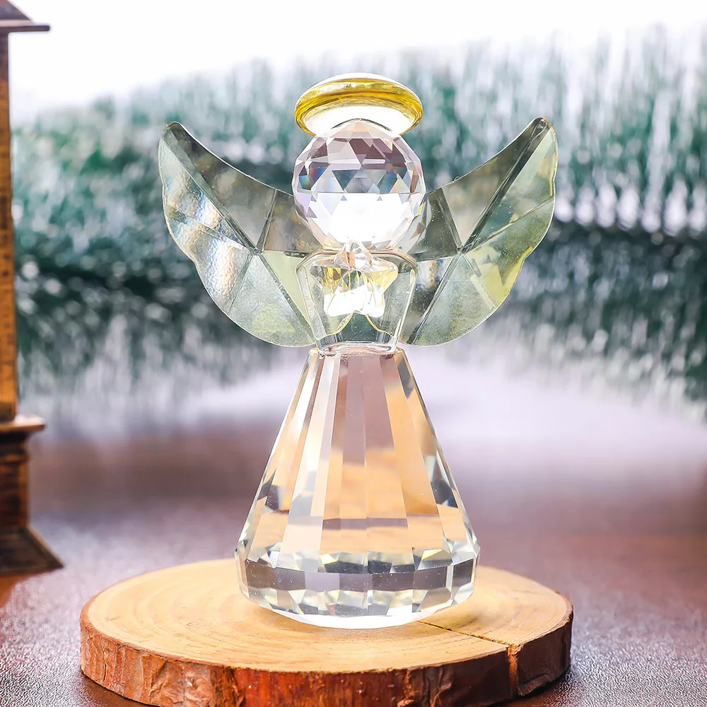 product wholesale cartoon crystal angel figurines custom swarovski mini guardian angel character home decor luxury figurine gift for kid-10