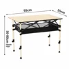 95 Khaki Adjustable Folding Table with Mesh Cover