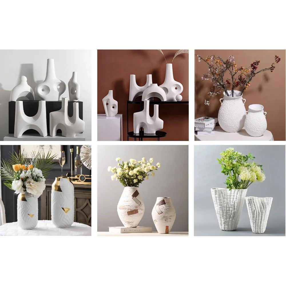 Modern Simple White Eco-Friendly Ceramic Vase Customized Decorative Accessories for Home Chinese Style Christmas Decor