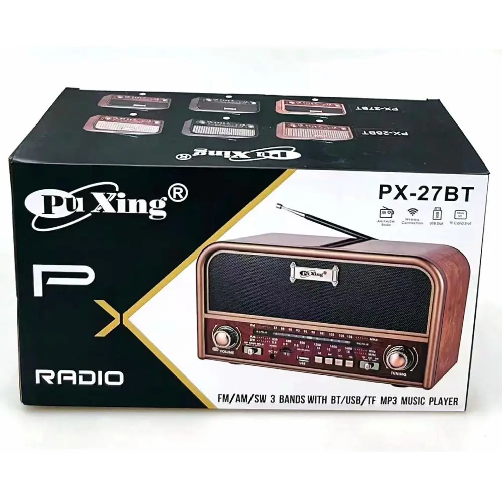 Ac Dc Powered Am Fm Sw Retro Style Usb Radio Px-27bt Rechargeable ...