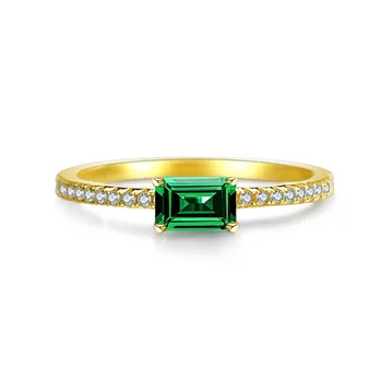 Top Quality Green Gems Stone Thin 925 Silver Ring For Women Emerald rings