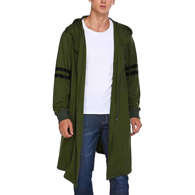 Coofandy moletom com capuz masculino, casaco longo com capuz