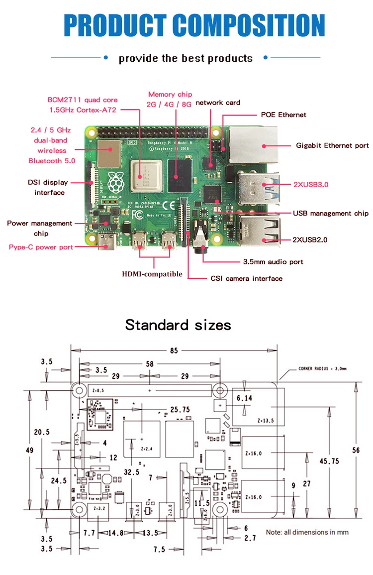 Raspberry Pi 4 Model B 1gb 2gb 4gb 8gb Compute Module 2gb/4gb/8gb Ram ...