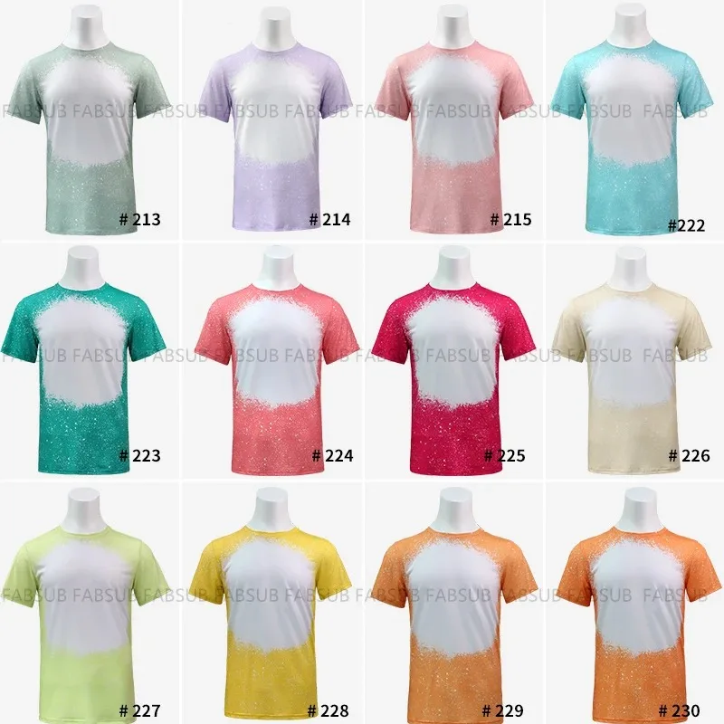 Bleached Sublimation Shirts Blank T Shirt 100 Polyester Bleach Shirt For Sublimation 7279