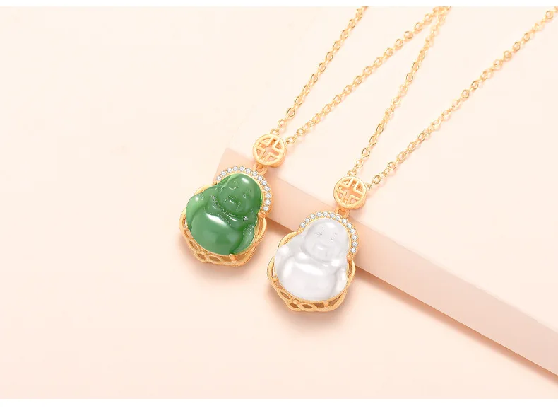 Agate Jade Buddha Pendant With Tennis 