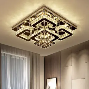 Zeal Lighting Luxury Crystal Ball Chandelier LED Living Room Lustre Modern square Ceiling Lamps for the Hotel