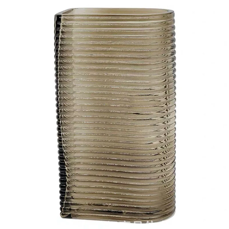 Horizontal Striped Rectangular  Glass Vase