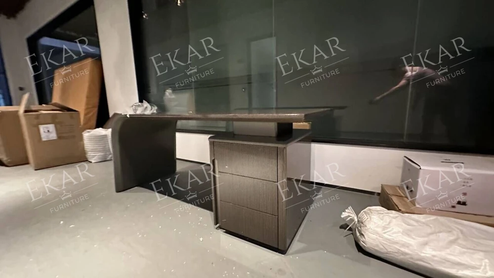 Ekar Brand Italian Design Office Furniture Manager Desk High Gloss Veneer Modern Executive Simple Office Desk Table factory