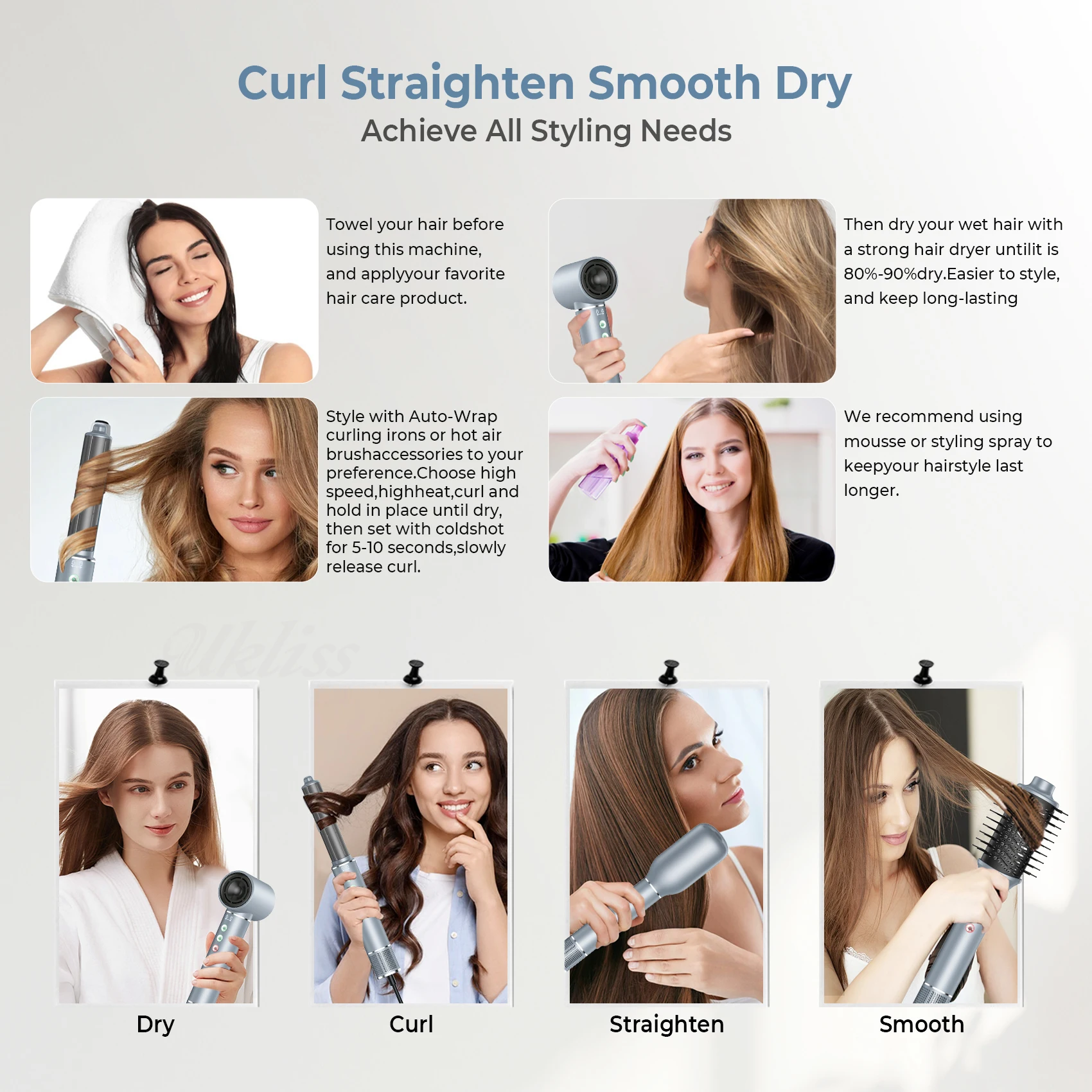 Newest OEM 5 in 1 High Speed Brushless Hair Blow Dryer Salon  Professional BLDC Motor One Step Hair Brush Blow Dryer and Styler