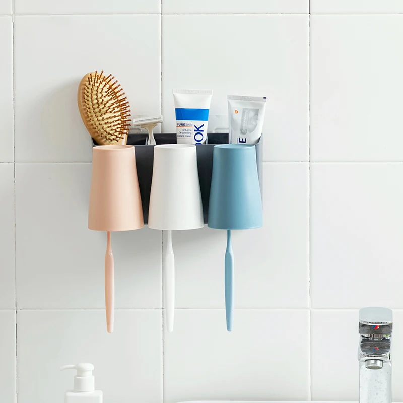 Настенный держатель для зубной щетки с ванная комната стеллаж для хранения пластик повседневной поддержки