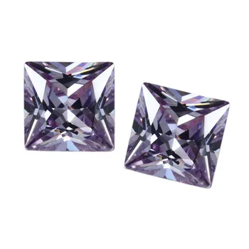 Customized machine cut CZ Princess Cut lavender color Gems CZ for woman engagement rings