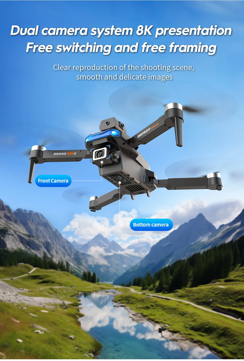 New E99s Brushless Obstacle Avoidance Uav Optical Flow 8k Professional ...