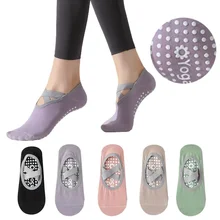 Professional women sport grip non-slip bottom yoga Pilates socks breathable backless bandage lady yoga ballet dance socks