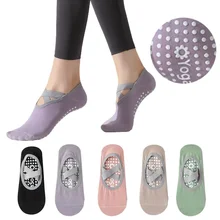 Professional women sport grip non-slip gel bottom yoga pilates socks breathable backless bandage lady socks